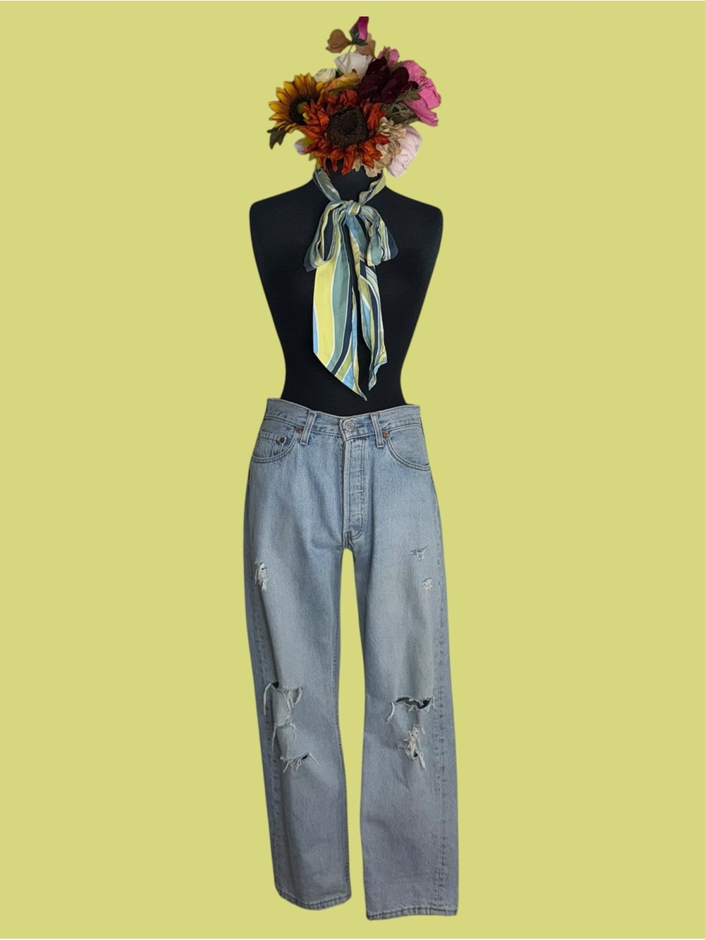 Levi's Light Blue Distressed 501 Jeans